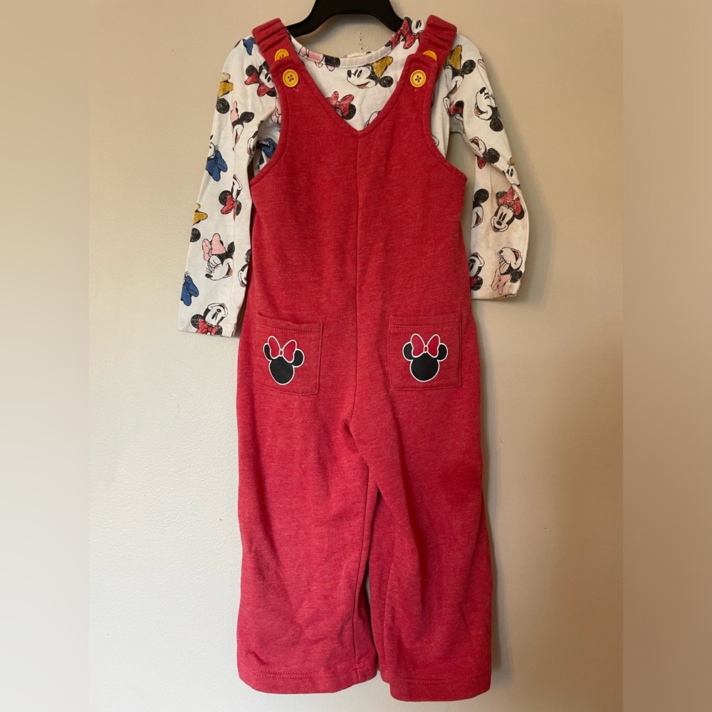 5/$25 Girls Size 3T Minnie Mouse Red Jumper with Long Sleeve T-Shirt